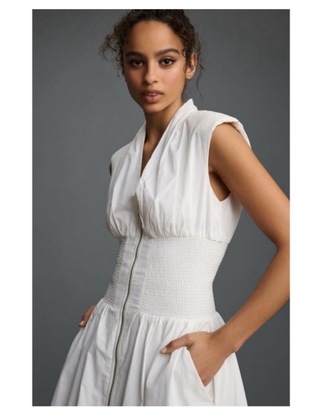 Anthropologie White Eyelet Sleeveless Tobie Dress - NWOT